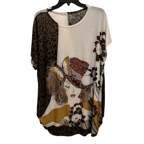 Blossom By P Tops - Blossom by P Women's Floral Animal Print Tunic Top Multicolor One Size